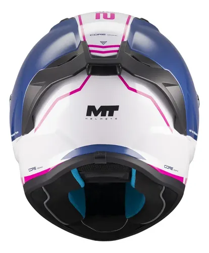Casco Moto Integral Mt Stinger 2 Con Spoiler Rpm Blanco/azul/rosa Core A8 Brillante M