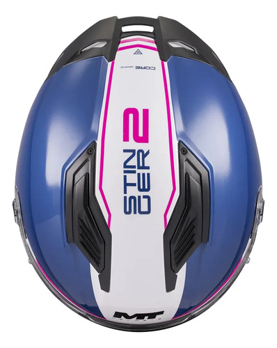 Casco Moto Integral Mt Stinger 2 Con Spoiler Rpm Blanco/azul/rosa Core A8 Brillante M
