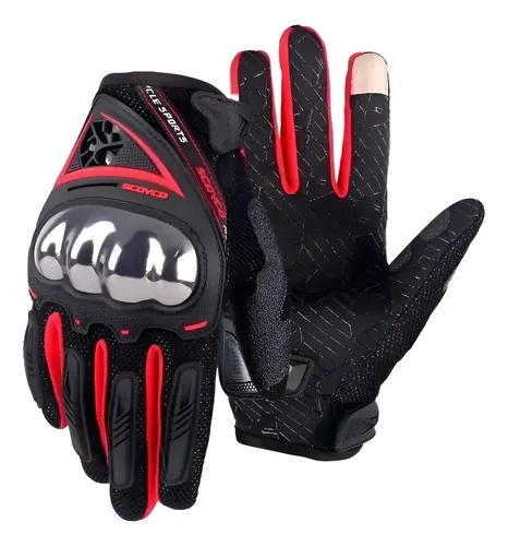 Guantes Hombre Moto Scoyco Mc44 Con Protecciones Rpm Negro/rojo Xl