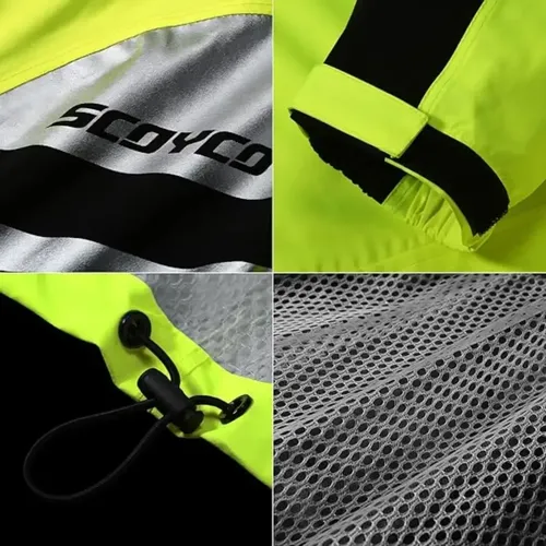 Traje De Lluvia Moto Scoyco Rc09 Reflectante Impermeable Rpm Negro/amarillo M