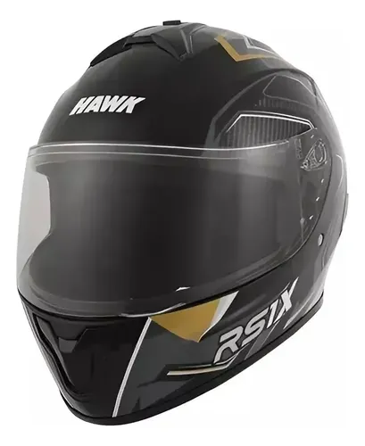Casco Moto Integral Hawk Rs1x Rpm Negro/dorado Thunder Brillante S