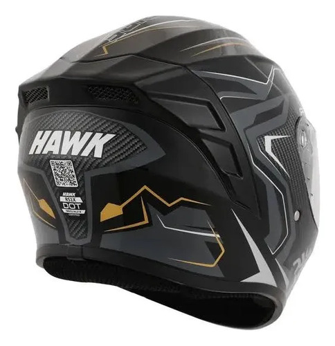Casco Moto Integral Hawk Rs1x Rpm Negro/dorado Thunder Brillante S