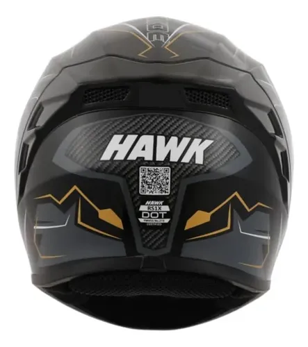 Casco Moto Integral Hawk Rs1x Rpm Negro/dorado Thunder Brillante S