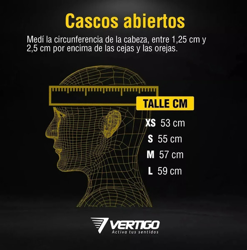 Casco Abierto Moto Vertigo V10 Fluid Rpm Negro Mate Xs
