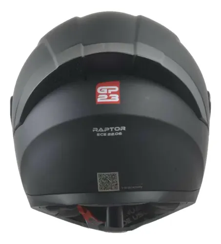 Casco Moto Integral Gp23 Raptor + Visor Transparente Rpm Negro Ws-609 Mate Xl