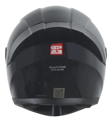 Casco Moto Integral Gp23 Raptor + Visor Transparente Rpm Negro Ws-609 Brillante Xl
