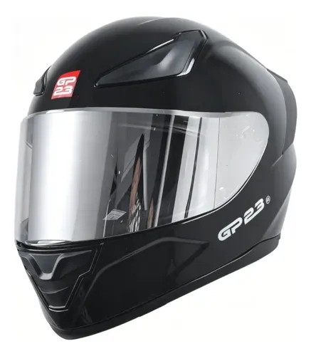Casco Moto Integral Gp23 Raptor + Visor Transparente Rpm Negro Ws-609 Brillante L