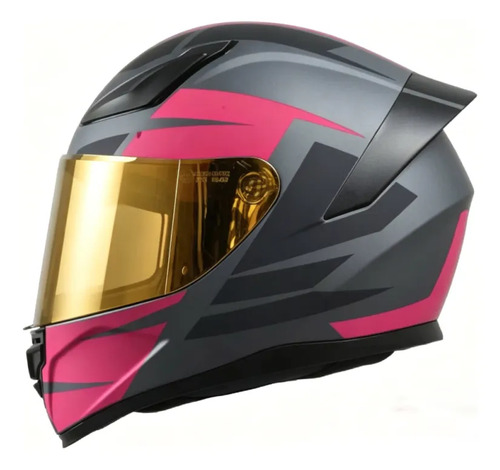 Casco Moto Integral Gp23 Raptor + Visor Transparente Rpm Rosa Ws-609 Mate S