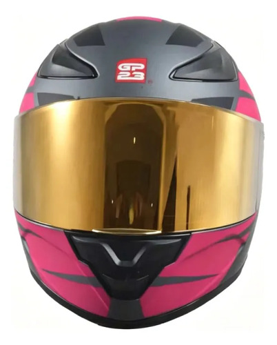 Casco Moto Integral Gp23 Raptor + Visor Transparente Rpm Rosa Ws-609 Mate S