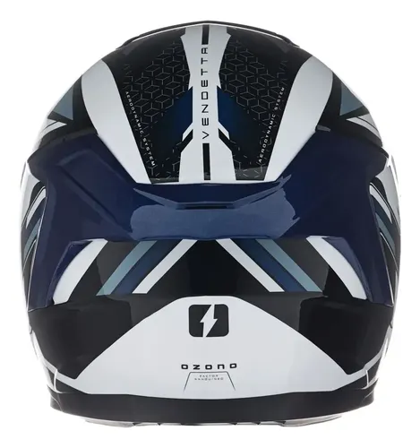 Casco Moto Integral Mac Ff956 Ozono + Visor Oscuro Rpm Blanco/negro/azul Vendetta Brillante S