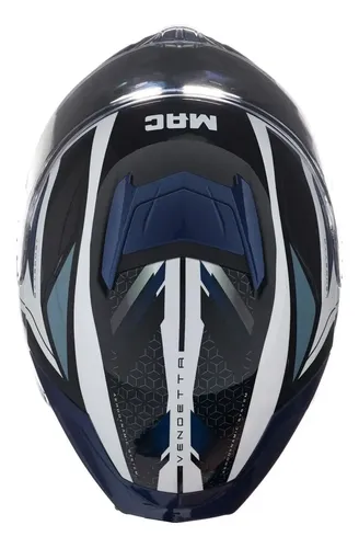Casco Moto Integral Mac Ff956 Ozono + Visor Oscuro Rpm Blanco/negro/azul Vendetta Brillante Xxl