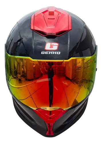 Casco Integral Gekko Spektor Doble Visor + Visor De Regalo Negro/rojo Gloss Red Brillante M