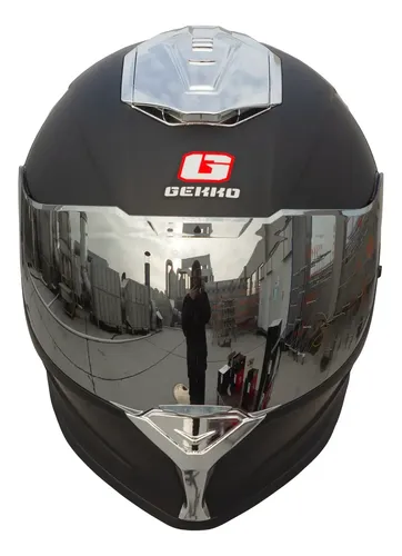 Casco Integral Gekko Spektor Doble Visor + Visor De Regalo Negro/plateado Matt Black Silver Mate M