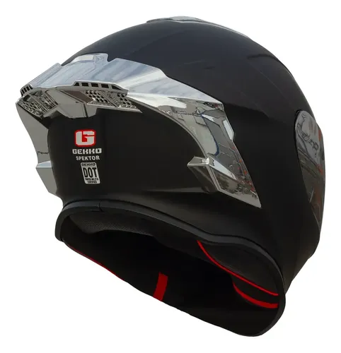 Casco Integral Gekko Spektor Doble Visor + Visor De Regalo Negro/plateado Matt Black Silver Mate M