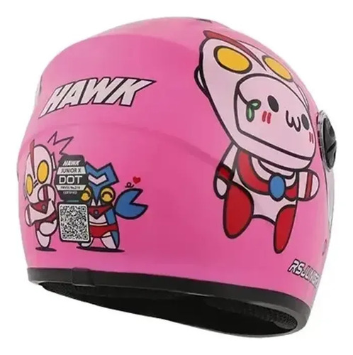 Casco Moto Integral Para Niños Hawk Rsjuniorx Rpm Rosa Winnie Hu Brillante L