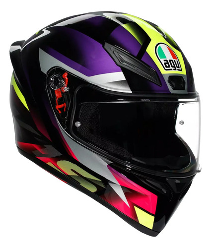 Casco Moto Integral Agv K1 S Alerón Integrado Rpm Negro/violeta/rosa Brillante Fastlap Brillante Xs