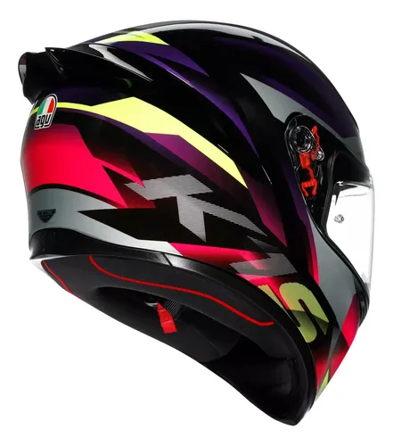Casco Moto Integral Agv K1 S Alerón Integrado Rpm Negro/violeta/rosa Brillante Fastlap Brillante Xs