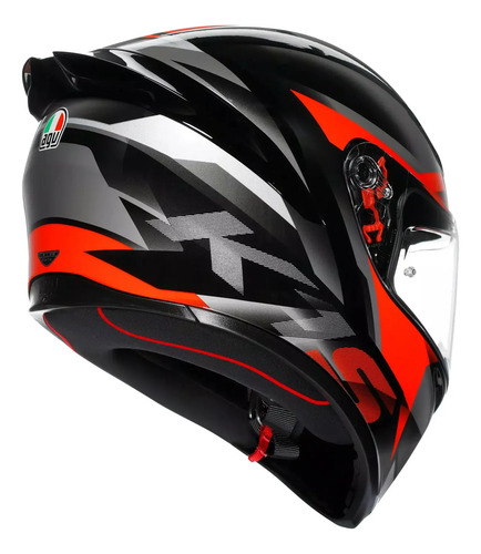 Casco Moto Integral Agv K1 S Alerón Integrado Rpm Negro/gris/rojo Brillante Fastlap Brillante Xl
