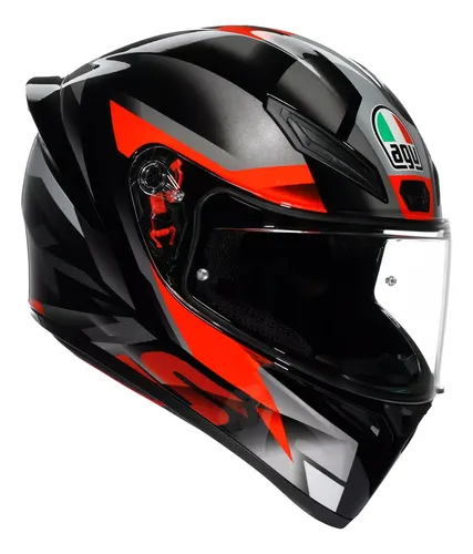 Casco Moto Integral Agv K1 S Alerón Integrado Rpm Negro/gris/rojo Brillante Fastlap Brillante L