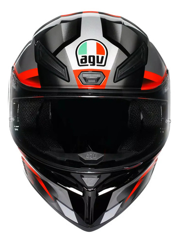 Casco Moto Integral Agv K1 S Alerón Integrado Rpm Negro/gris/rojo Brillante Fastlap Brillante L