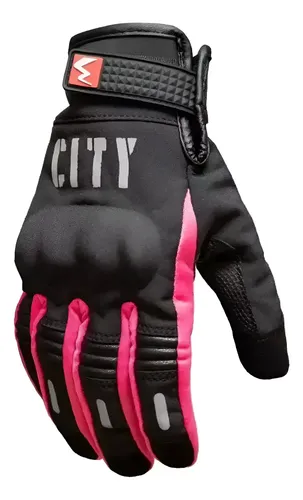 Guantes Moto Mujer Tactiles City Neoprene Con Proteccion Rpm Negro/rosa S