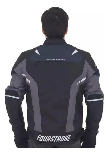 Campera Moto Warrior Waterproof Jacket 4t Fourstroke Rpm Azul Oscuro V2 Xxxxl