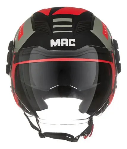 Casco Abierto Moto Mac Aerox Rpm Negro/rojo Katolit Mate M