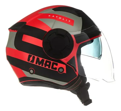 Casco Abierto Moto Mac Aerox Rpm Negro/rojo Katolit Mate M