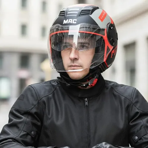 Casco Abierto Moto Mac Aerox Rpm Negro/rojo Katolit Mate M