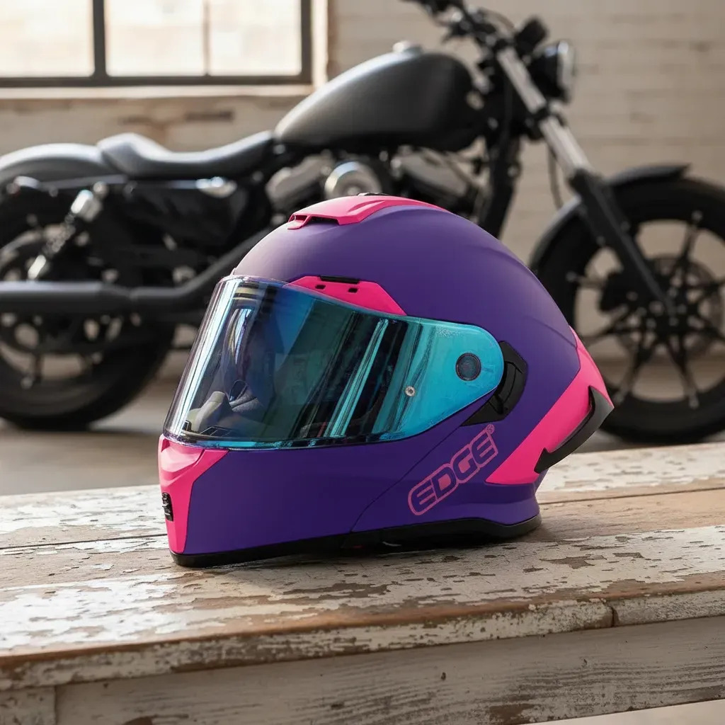 CASCO ABATIBLE/FLIP UP HELMET EDGE SOLID MATT PURPLE PINK - TM