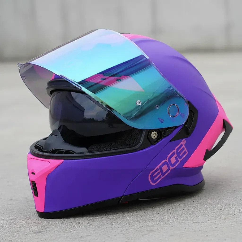 CASCO ABATIBLE/FLIP UP HELMET EDGE SOLID MATT PURPLE PINK - TM