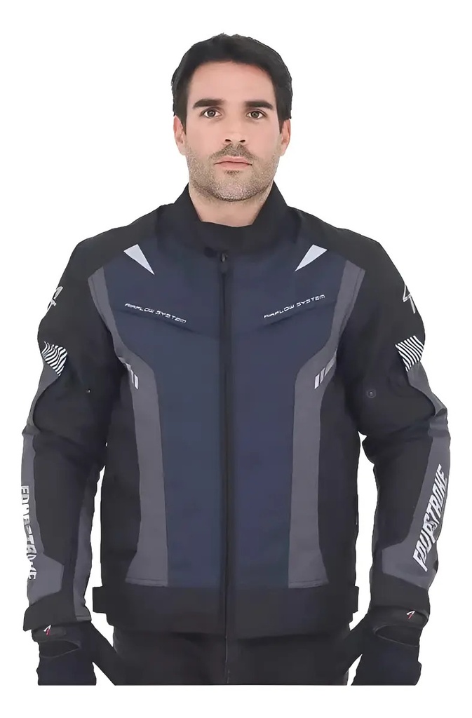 Campera Moto Warrior Waterproof Jacket 4t Fourstroke Rpm Azul Oscuro V2 Xxxxl