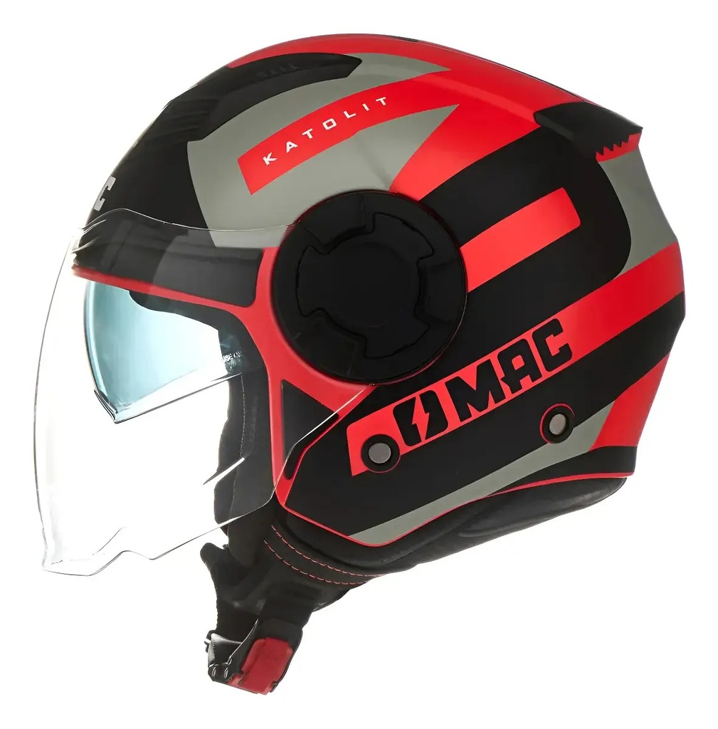 Casco Abierto Moto Mac Aerox Rpm Negro/rojo Katolit Mate M