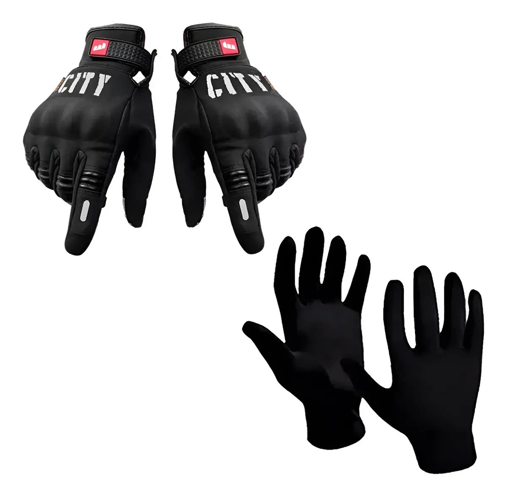 [CITY.M] Guantes Moto Antideslizantes Mad Motor City Invierno Táctiles Impermeables M Negro
