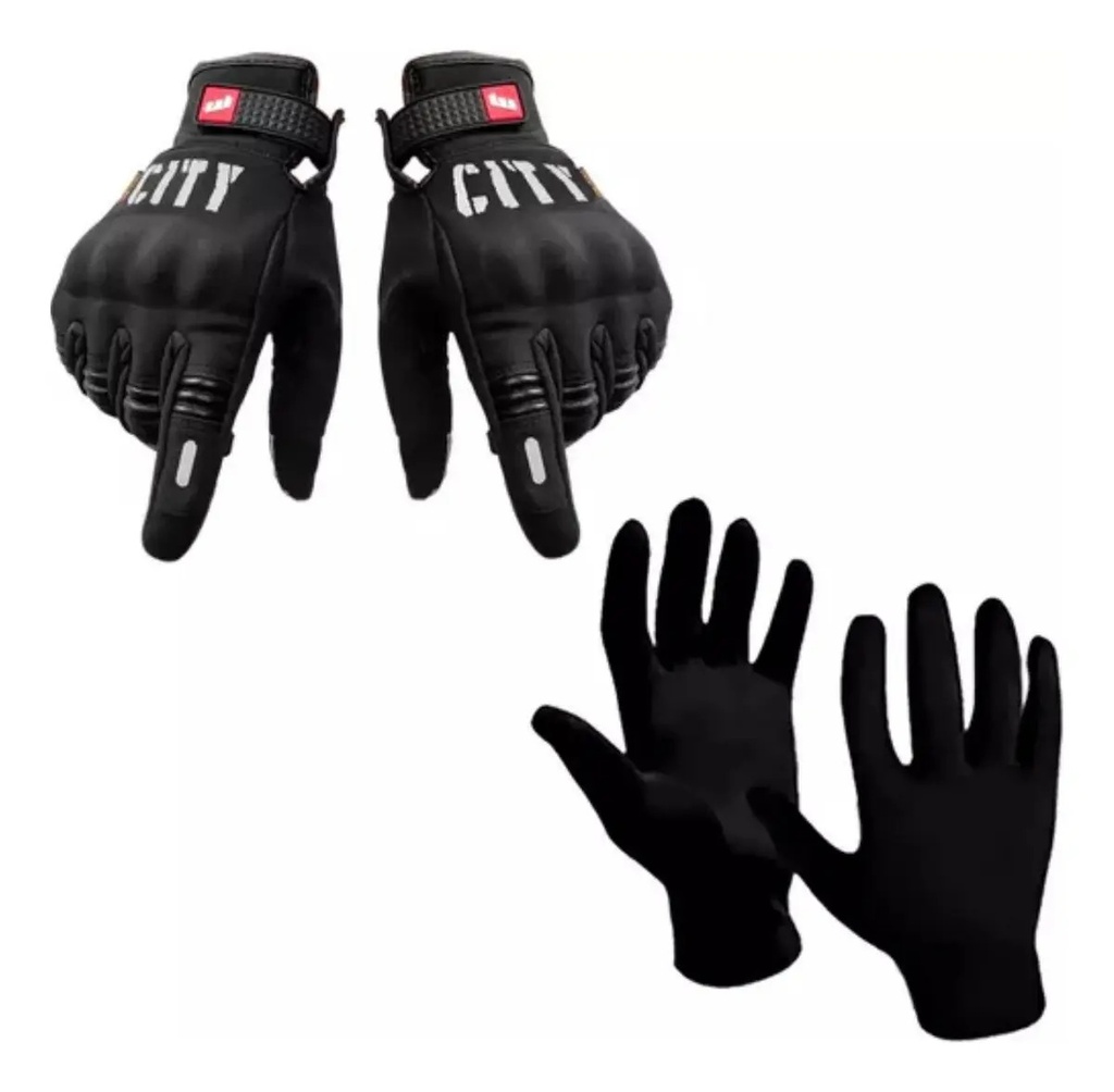 Guantes Moto Invierno Mad Motor Negro City Urbano Táctil Protector Nudillos L