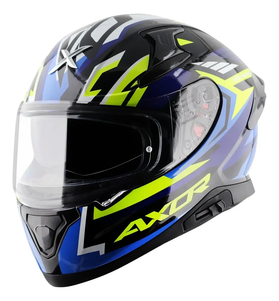 Casco Moto Integral Axor Apex Doble Visor Rpm Negro/azul Streak Brillante M