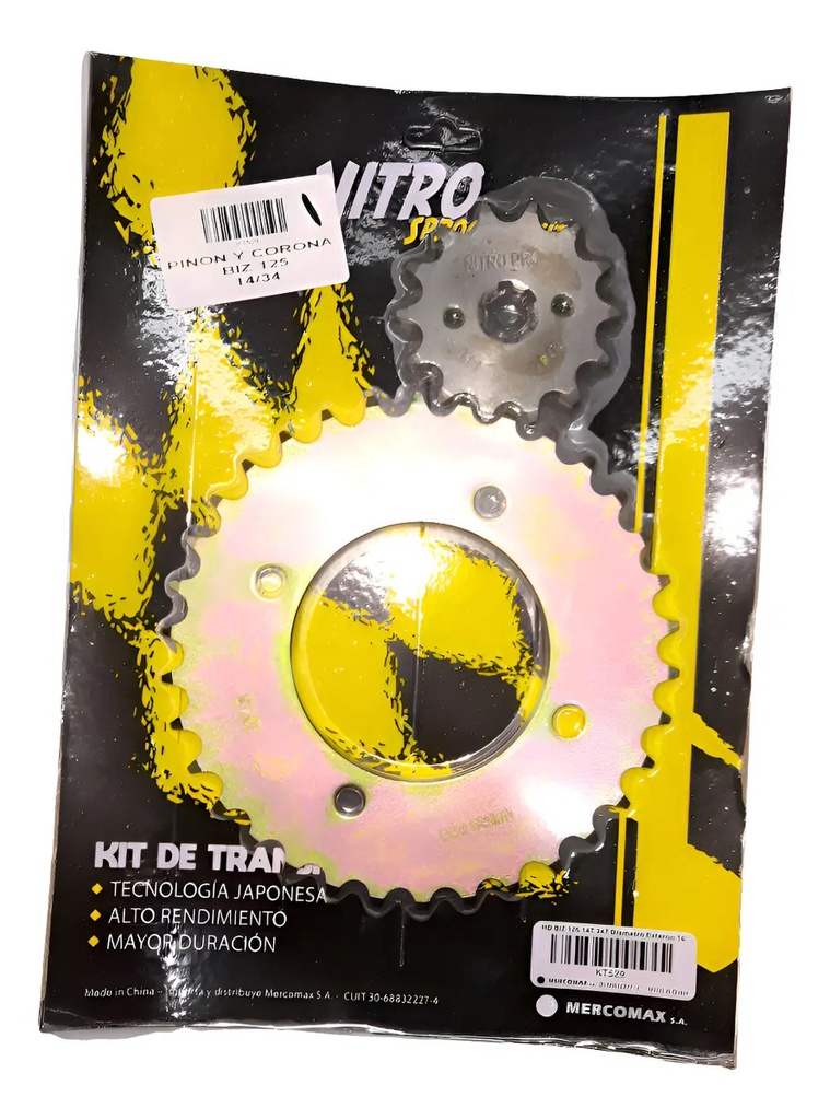 Kit Piñon y Corona Nitro Pro 14/34T Honda Biz 125
