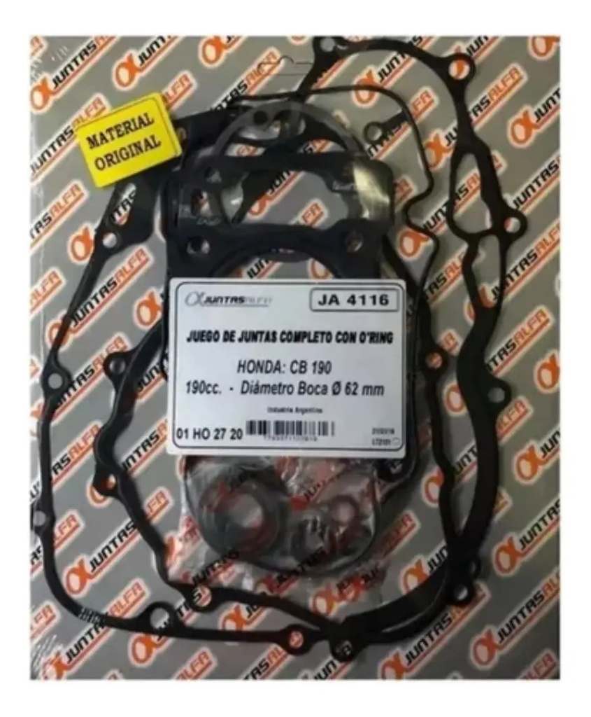 Juego de Juntas de Motor Alfa 01HO2720 con O'Ring Honda CB 190