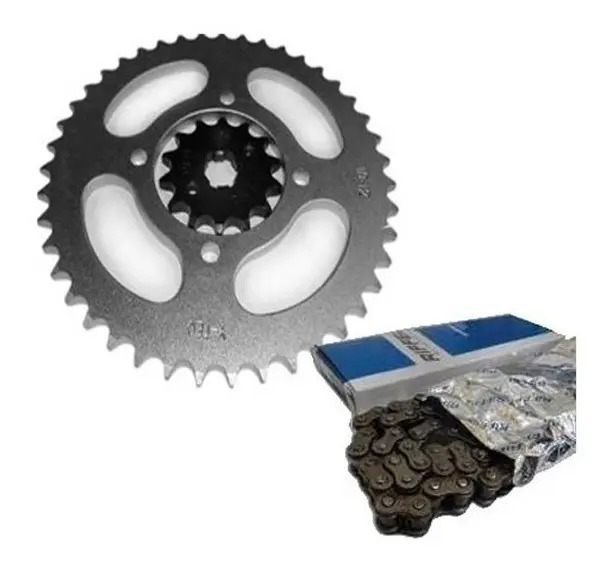 [1355/20101-128.10017] Transmision Motomel Dakar 200 Piñon Corona C/ Cadena Riffel  Gris Oscuro