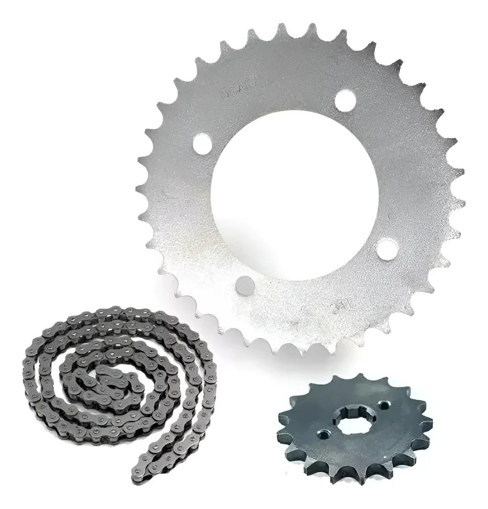 Transmision Honda Biz 125 Corona Piñon C/ Cadena Riffel Gris