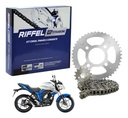 Transmision Riffel Suzuki Gixxer 150 Piñon Corona Y Cadena Gris