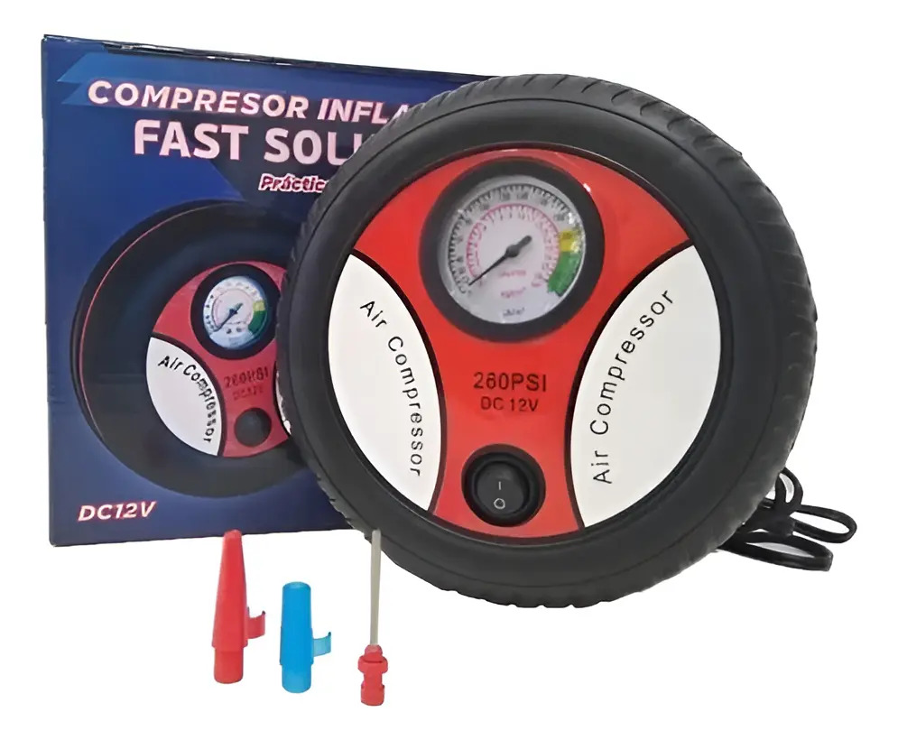 Compresor De Aire Mini Batería Portátil Mc01 Redondo 260psi Negro Monofásica