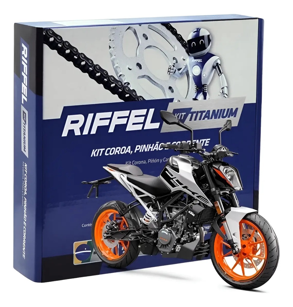 Transmision Riffel Ktm Duke 200 Pìñon Corona Cadena 45-14 Gris