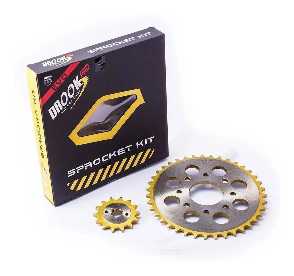 [KDPFA4015A] Kit De  Piñon Y Corona Drook Falcon 40/15 520h Rpm Negro