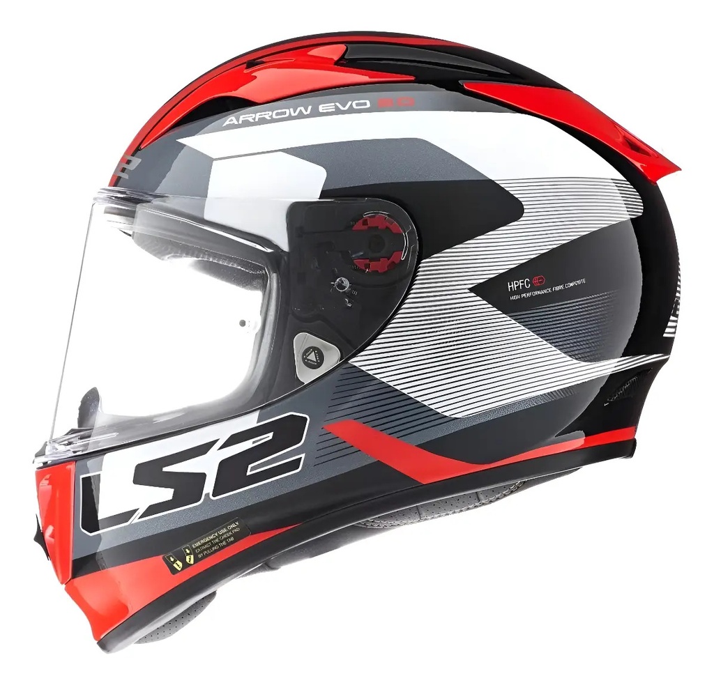 Casco Moto Integral Competición Ls2 323 Arrow Evo Rpm Rojo/blanco/negro Compete Brillante L