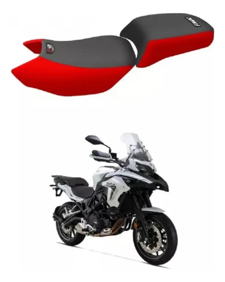 Funda Asiento  Fmx Benelli Tnt 502 Tkr  Negra Roja Lisa Rpm Negro/rojo