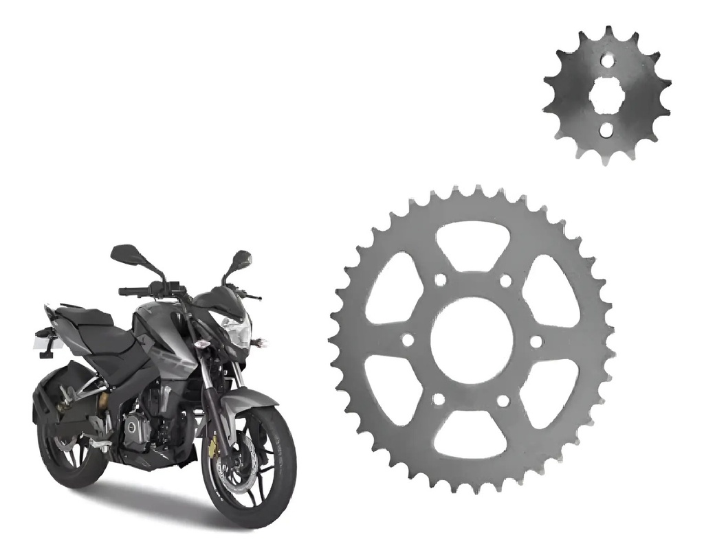 Kit Corona Y Piñon Bajaj Ns 200 39 - 14  6 Agujeros Gris