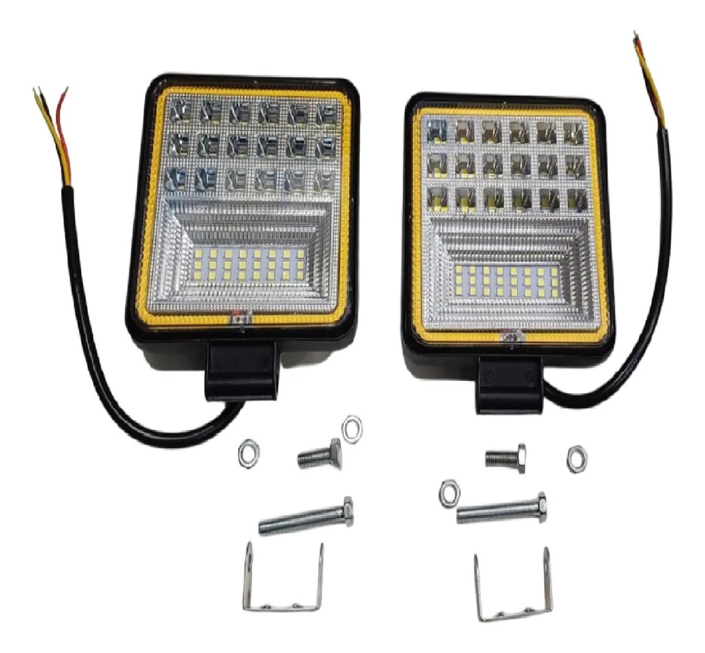 Juego Faros Auxiliares Led Cuadrado  42 Led Rpm