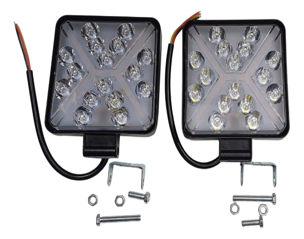 Kit Faros Led Auxiliar Cuadrado 16 Led C/ Ojo De Angel Ambar Blanco