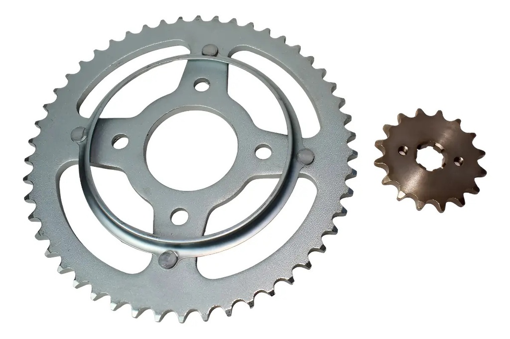 [HEMOT1650428] Kit Corona Y Piñon Motomel Dakar 200 50-16 Rpm Gris